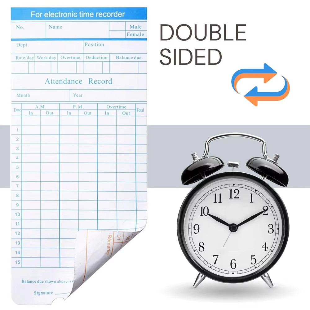 500 sheets Monthly Time Clock Card for Employee Attendance Payroll ...