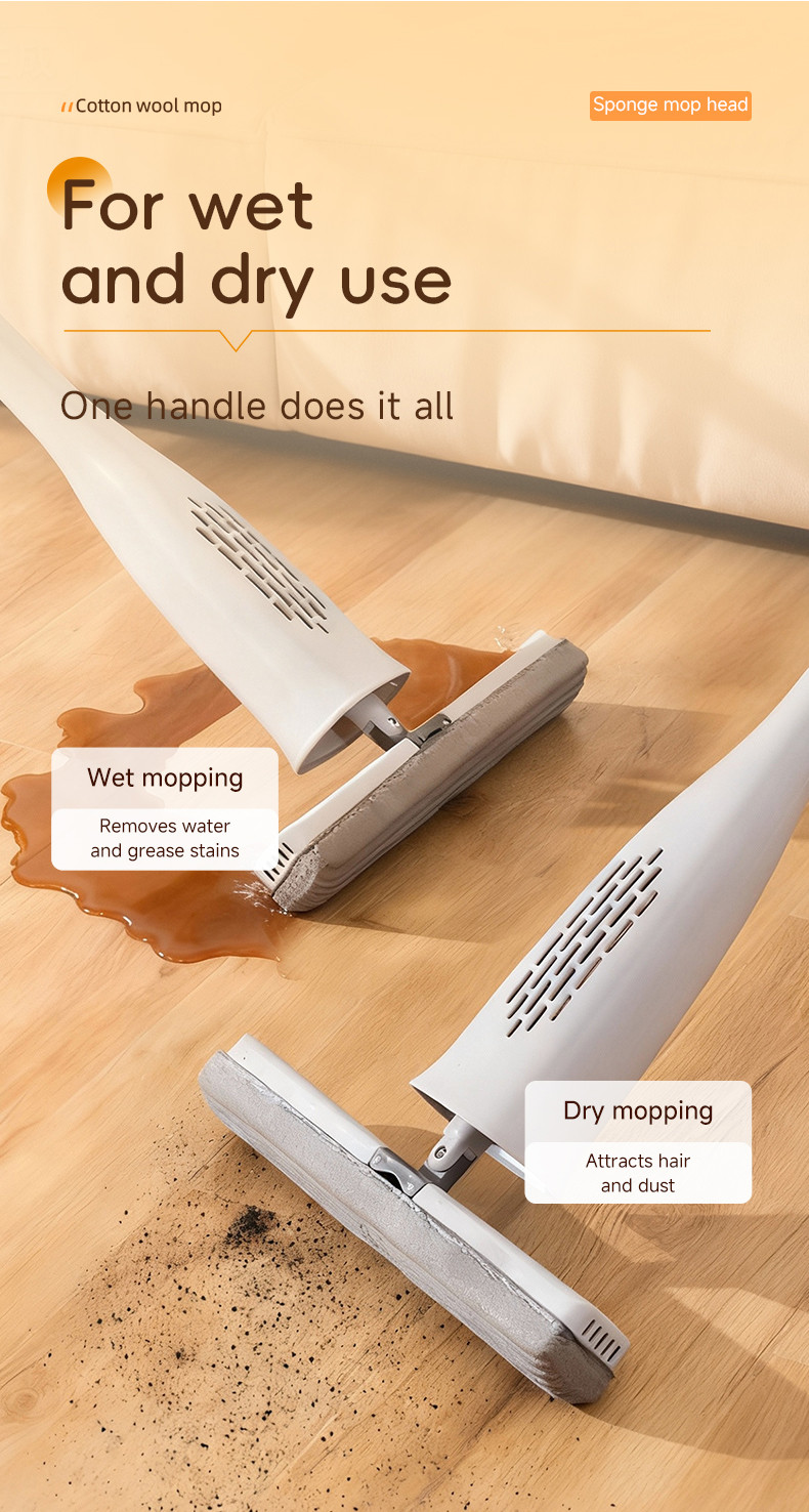 Deli Vusign Soft Sponge Mop Hand Wash-Free Lazy Sponge Mop Household ...