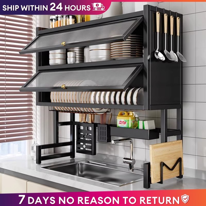 Double Layer Dish Rack Kitchen Organizer Storage Rack Dish Cabinet Rack ...