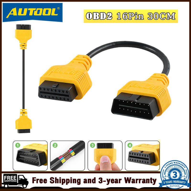 AUTOOL 30Cm Automobile Obd2 Diagnostic Adapter Cable, Car OBD EOBD ...