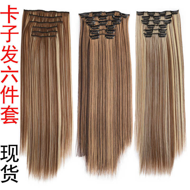 6-Piece Clip-in Hair Extensions European and American Style 16 Clips ...