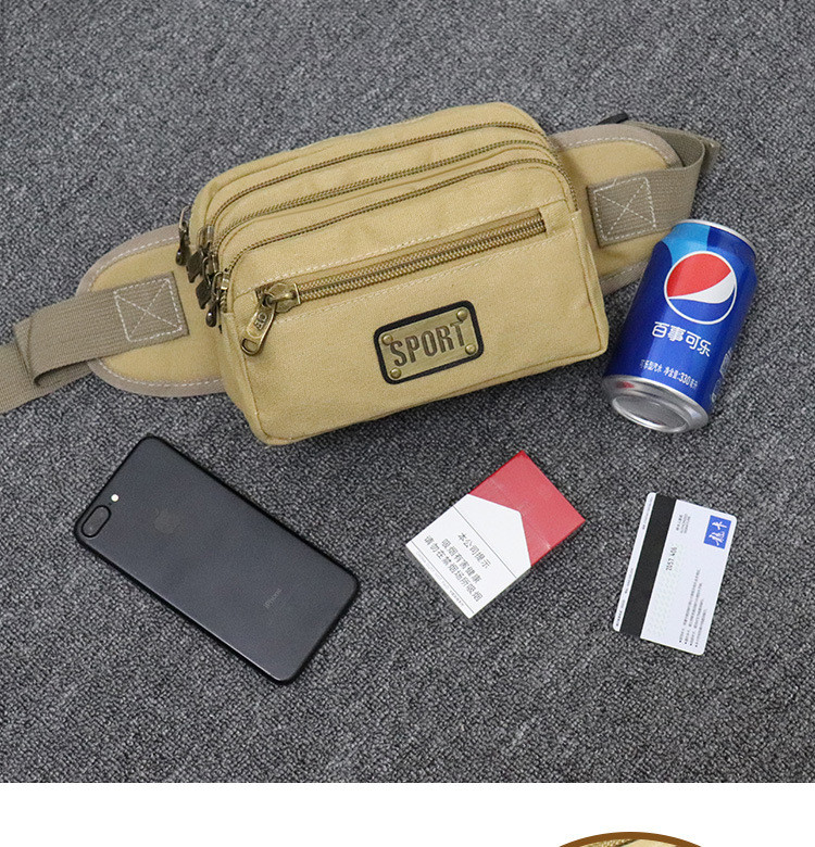 New Men'S Canvas Multifunctional Cashier Bag, Large-Capacity Waist Bag ...