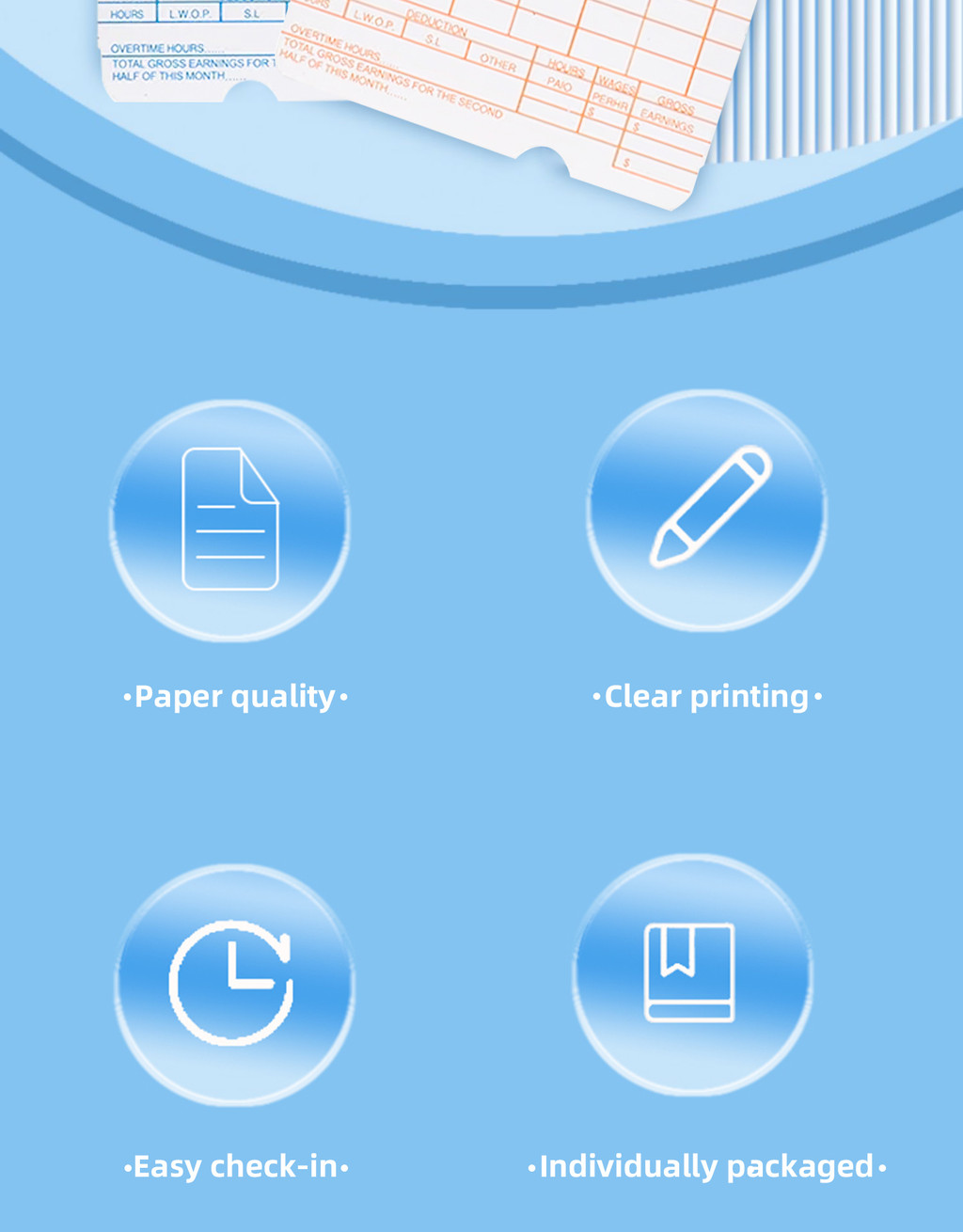 500 sheets Monthly Employee Timecards for Punch Clock Attendance ...