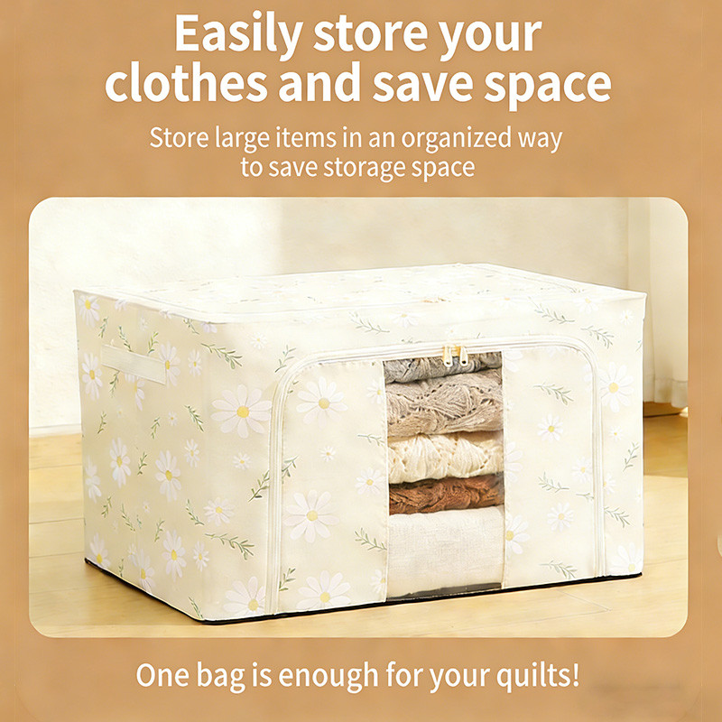 110MLThickened Steel Frame Folding Storage Box Organizer Storage with ...