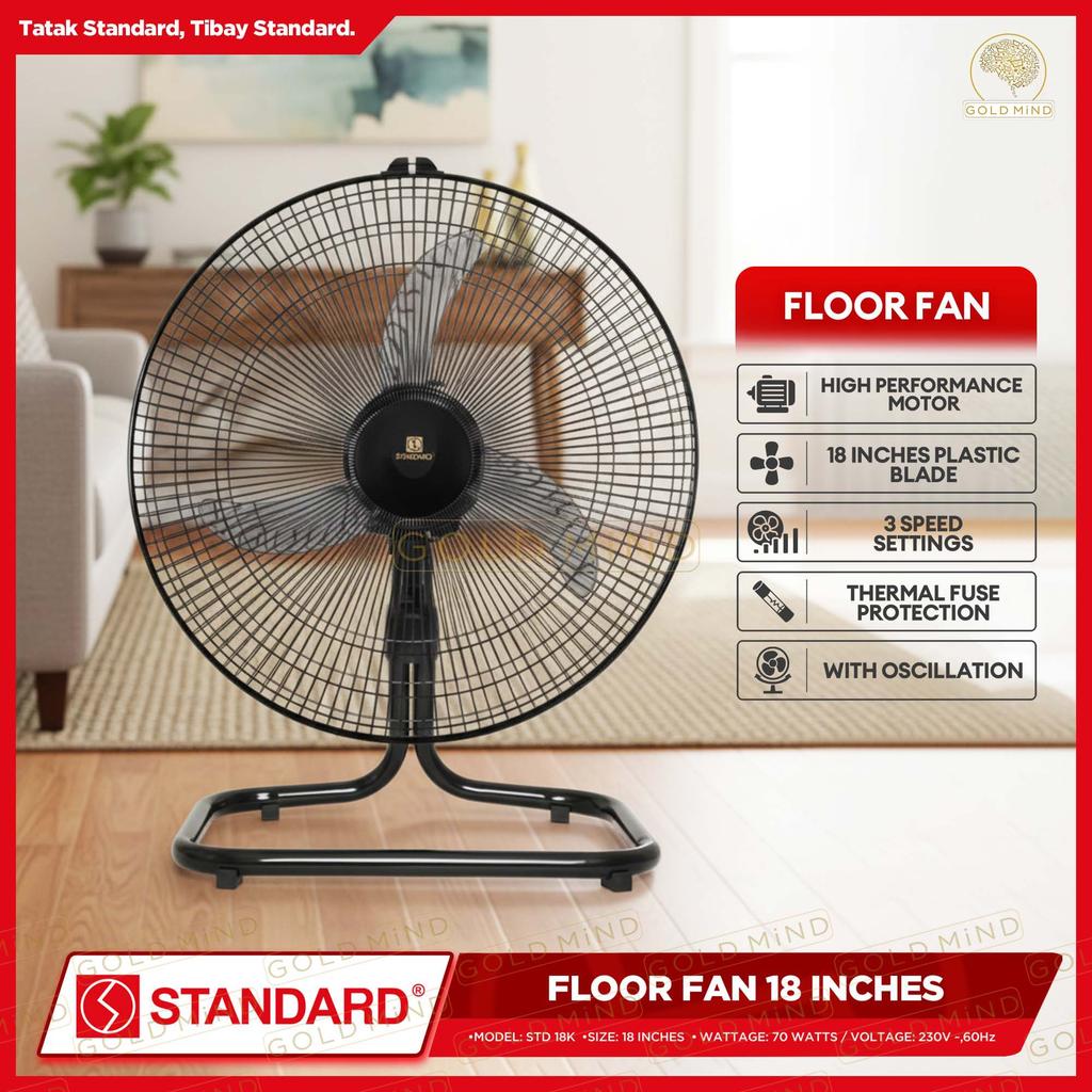 Standard Stand & Floor Fan With 18 Inches Plastic Fan Blade 70 Watts ...