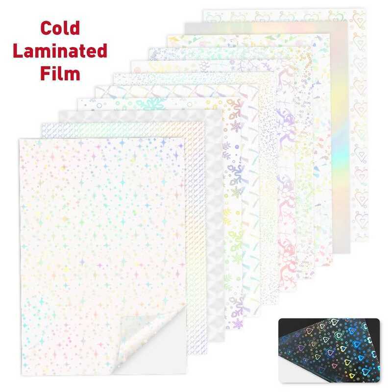 Sheets A4 10 Holographic Film Transparent Cold Lamination Paper Sticker ...