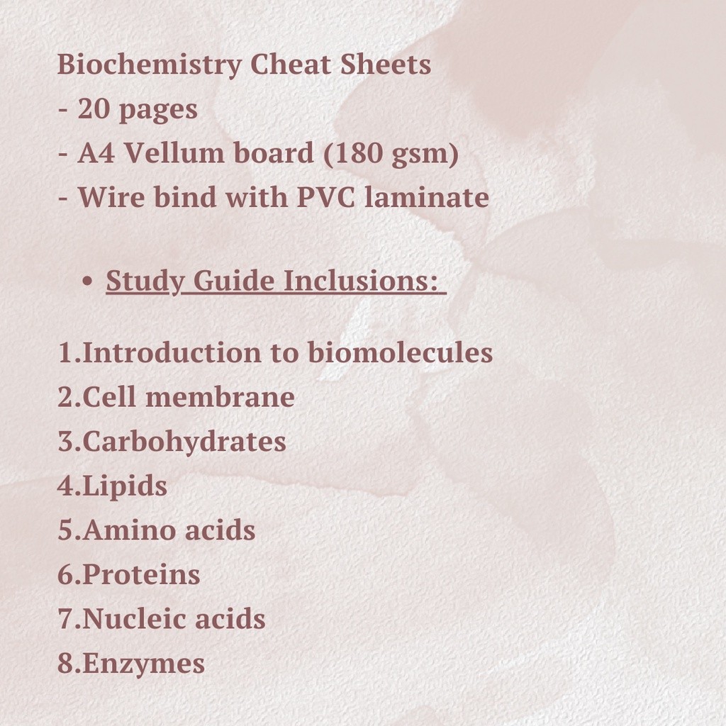 Biochemistry Cheat Sheets Pharmacy Reviewer, Nursing Reviewer, Medicine ...
