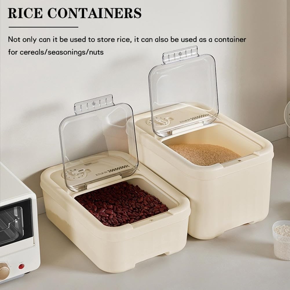 10/15KG Magnetic Suction Timing Rice Storage With Wheels Bucket Rice ...