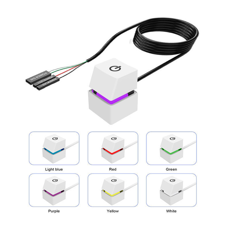 Computer Desktop Switch Blue LED Lights PC Motherboard External Start ...