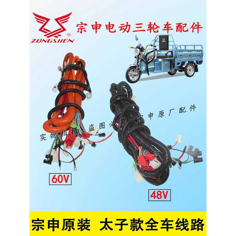 Zongshen Full Vehicle Circuit Prince Model Electric Tricycle Main Line ...