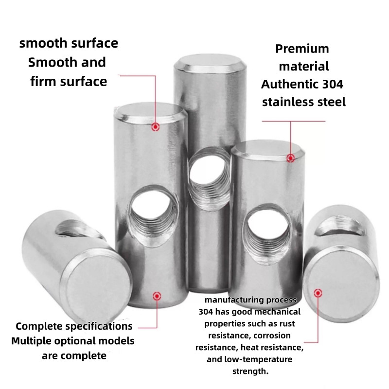304 A2 Stainless Steel Barrel Bolts Cylindrical Pin Dowel Cross Hole ...