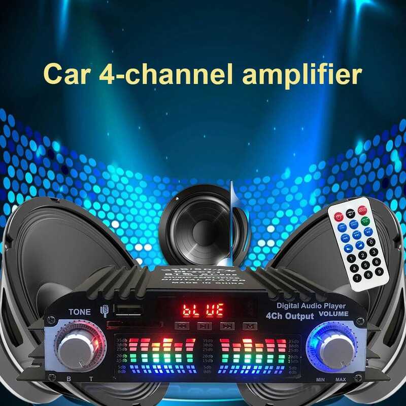 Amplificatore Auto Stereo 1600W Con Bluetooth, Radio FM E Telecomando, 4 Canali 4x40W RMS Per Sistemi Audio 12V