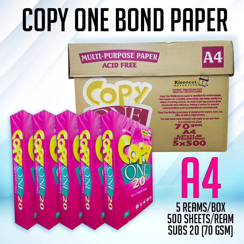 (PROMO 1box) Copy One Bond Paper 70Gsm Substance 24 Per Ream - 500 ...
