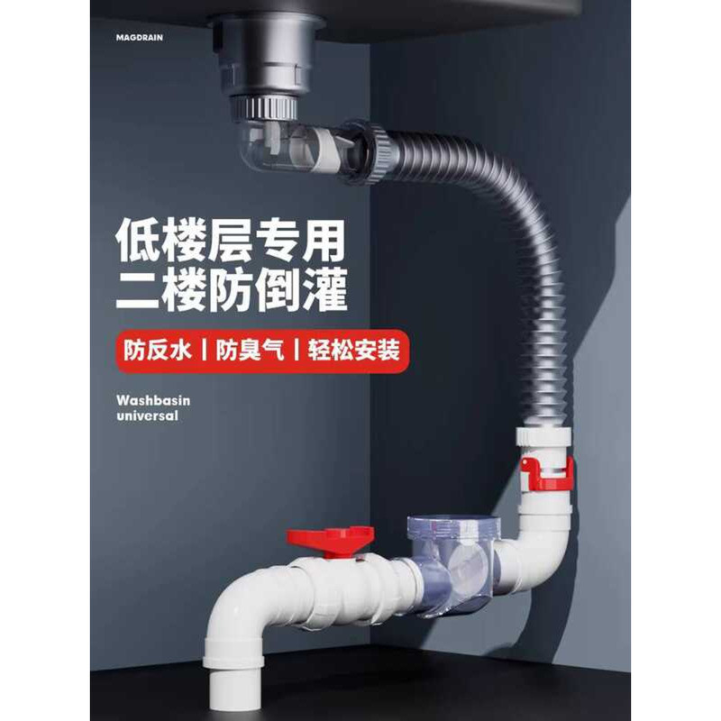 Kitchen Drain Backflow Preventer Second Floor Water Pipe Ball Anti ...