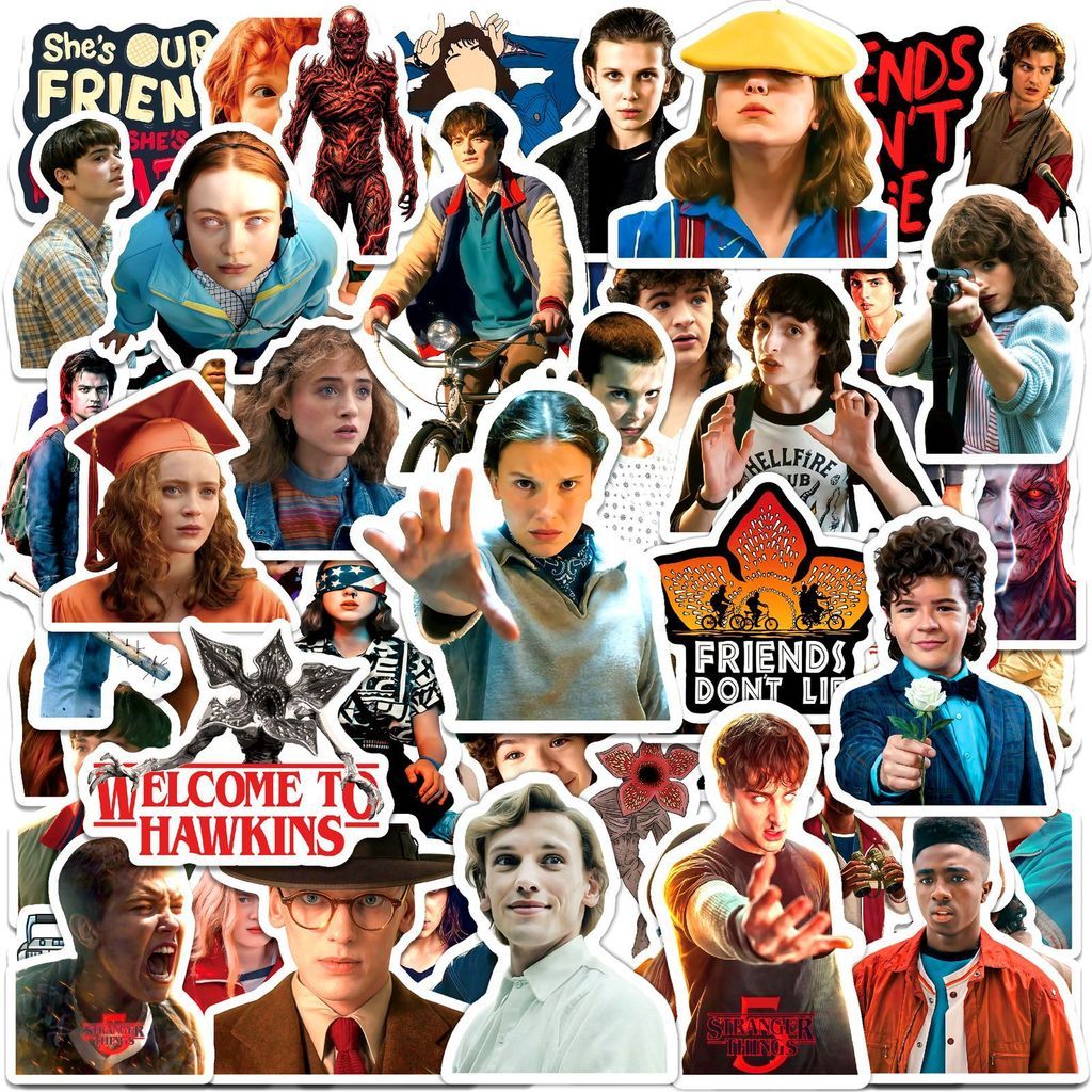 60 Sheets Stranger Things Themed Stickers - Waterproof Labels for ...