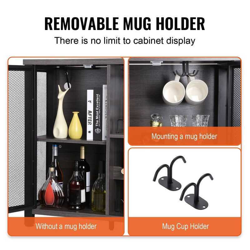 DB Wholesale 47-Inch Industrial Bar Cabinet Space-Saving Wine Table ...