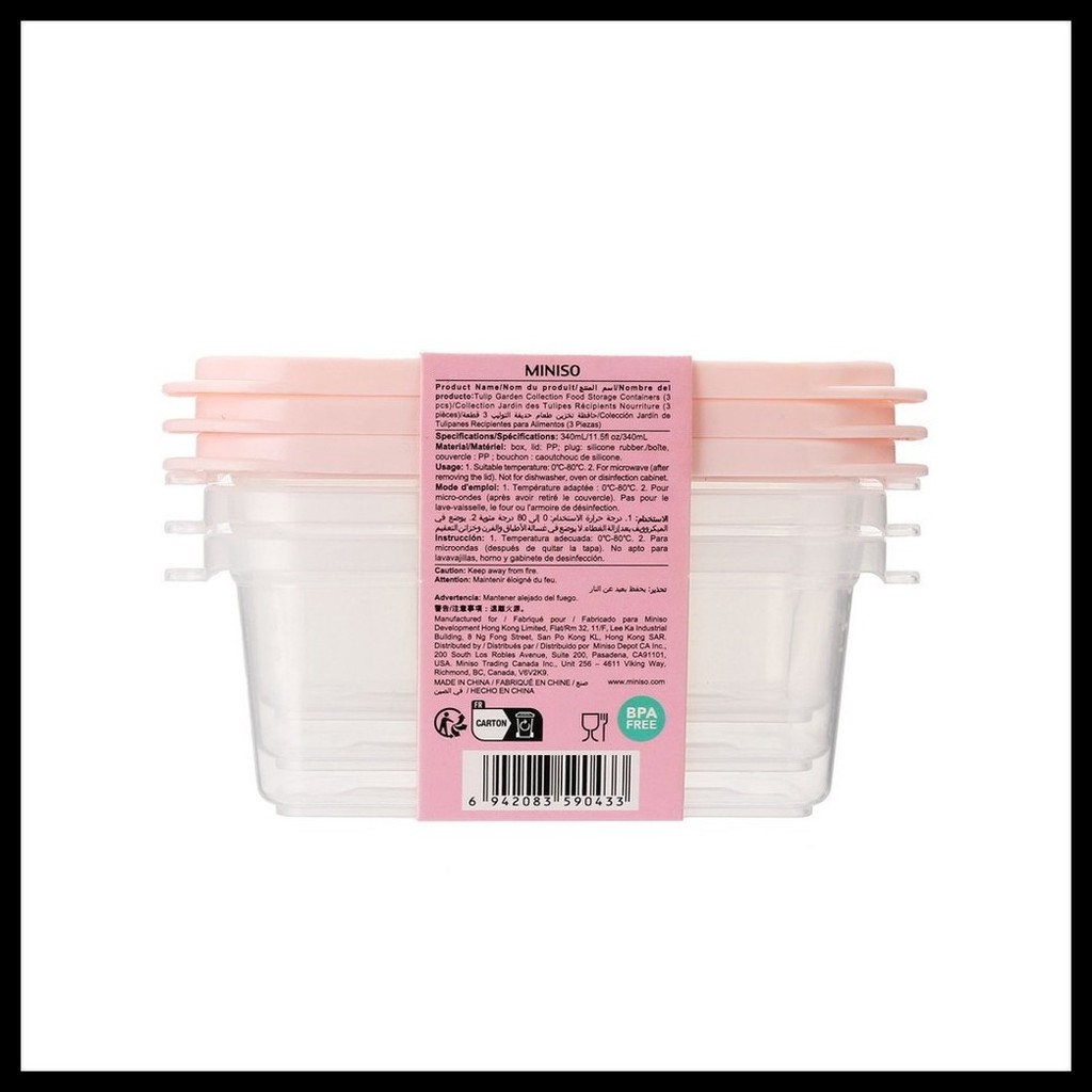 MINISO Tulip Garden Collection Food Storage Containers (3 pcs) | Shopee ...