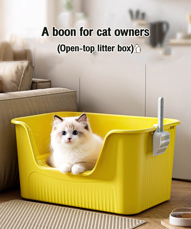 Cat Litter Box 64CM Hygienic Ventilated - Anti-Scratch Non-Slip Litter ...
