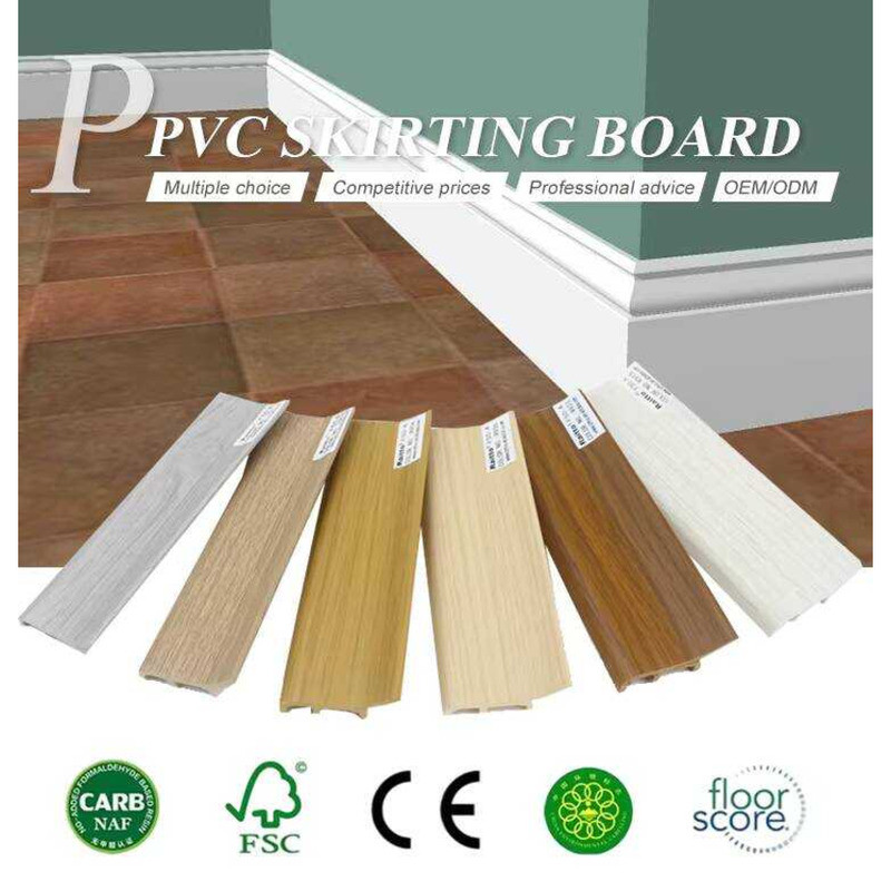 Painted PVC Baseboard Waterproof White Black Wooden Finish Floor Corner ...