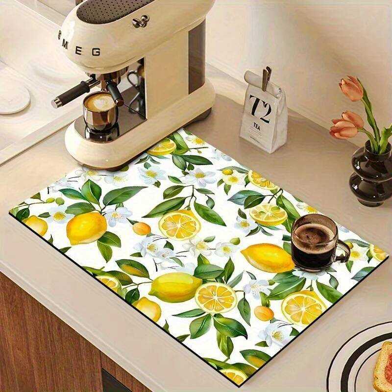 VIKAMA Lemon Pattern Drainage Mat, Coffee Machine Mat, Kitchen ...