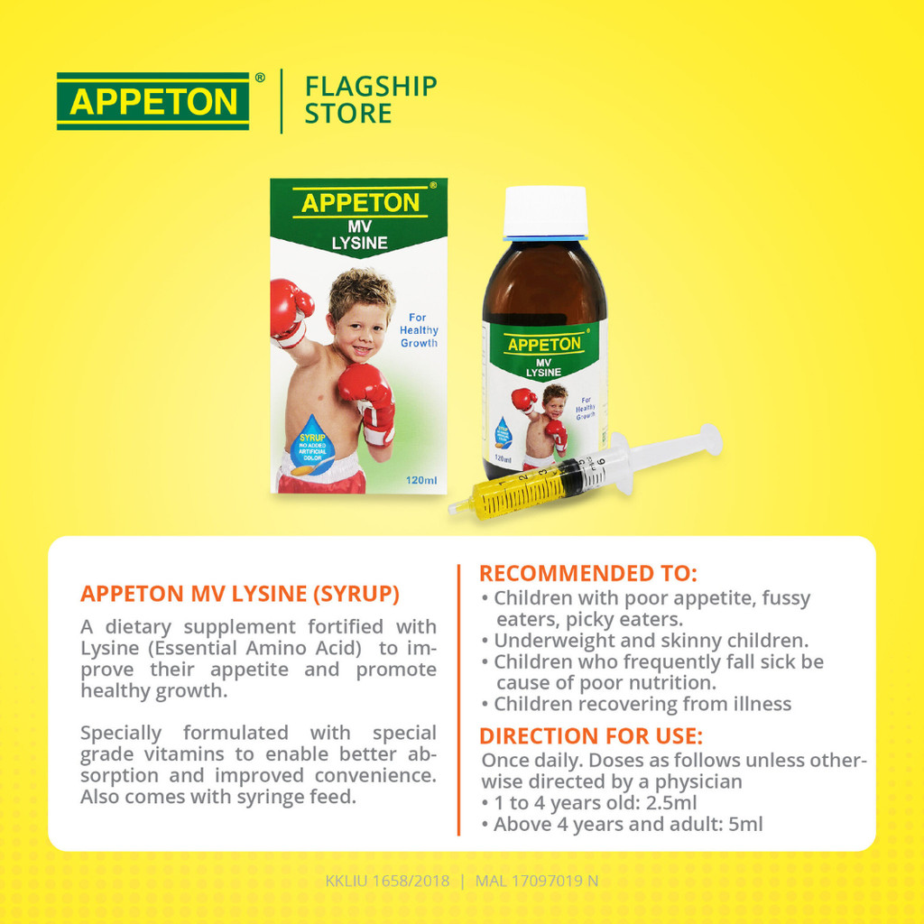 APPETON Multivitamin MV Lysine + Prebiotic Chewable 60 Tablet Improved ...