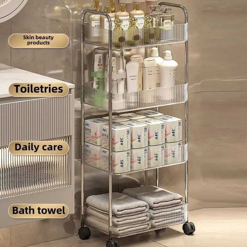 with Shelf Mobile Wheel Storage Rack Trolley Transparent Acrylic Rolg ...