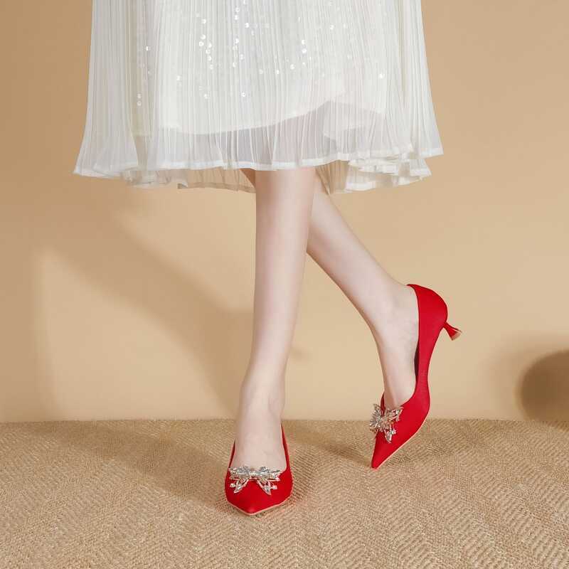 Fashion Elegant Single Shoes Classic Retro Wedding Shoes for Women with ...