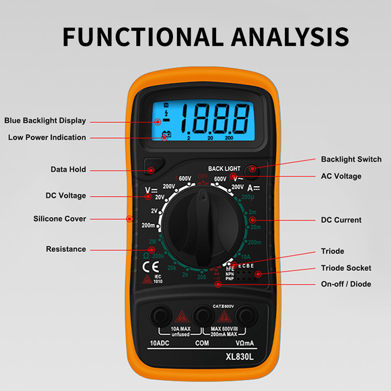 Handheld Digital Multimeter LCD Teste Multi Ammeter Ohm Tester Voltage ...