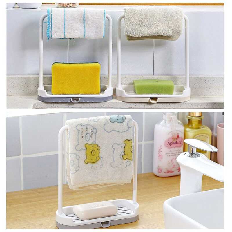 Rag Soap Plastic Countertop Organizer Removable Dishcloth And Sponge ...
