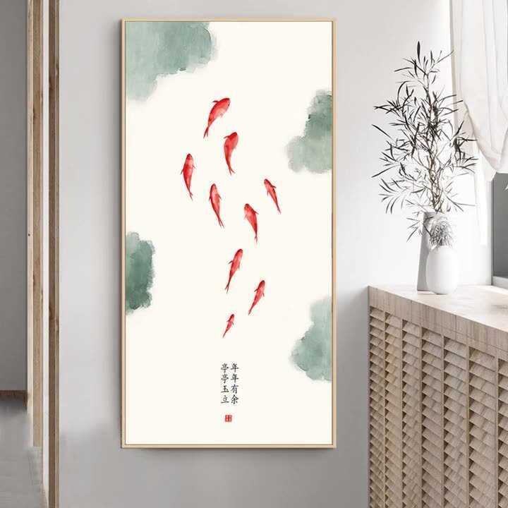 Nine Fishes Vertical Version Chinese And Japanese Style Living Room ...