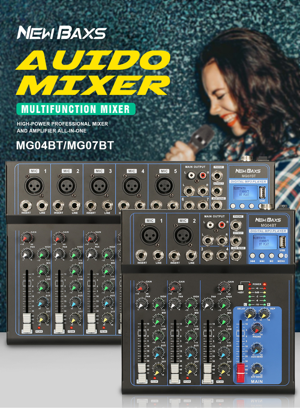 【COD】Yamaha F4/F7 4/7Channel Audio Mixer Professional MP3 player with ...