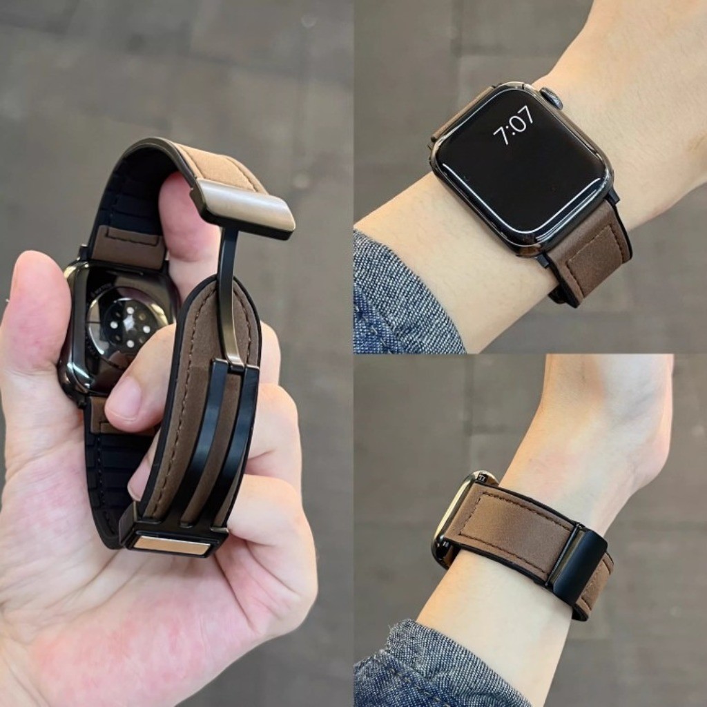 Magnetic Closure Strap,PU Leather Band for Apple Watch S11 S10 Ultra ...