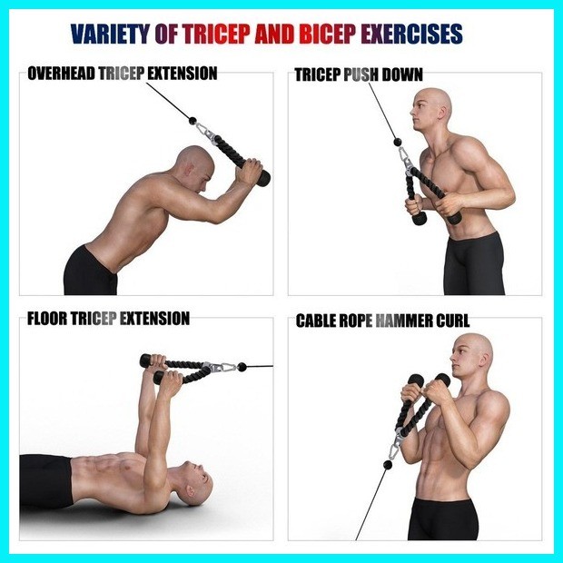 ADSports Heavy Duty Tricep Rope 70cm Gym Press Pull Down Arm Rope Push ...