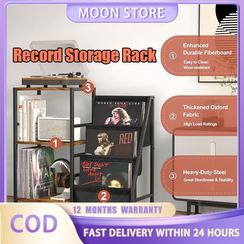 Vinyl Record Player Stand Record Rack Wooden Turntable Racks Magazine ...