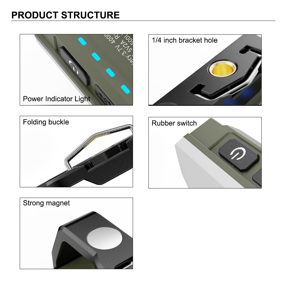 K3 Outdoor Work Light 500LM Adjustable Color Temp Magnetic Hook TypeC ...