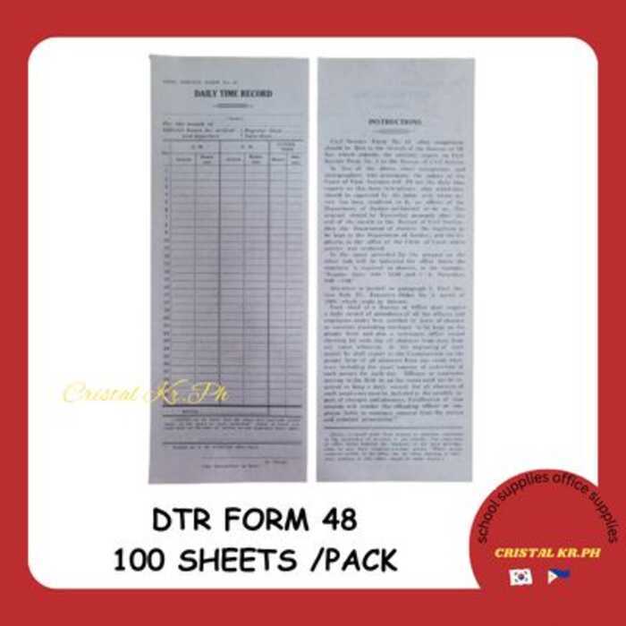DAILY TIME RECORD DTR FORM 48 100Sheets PER PACK | Shopee Philippines
