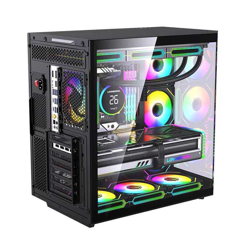 LOVINGCOOL Dual Tempered Panoramic Glass Mid Tower ATX PC Case Aluminum ...