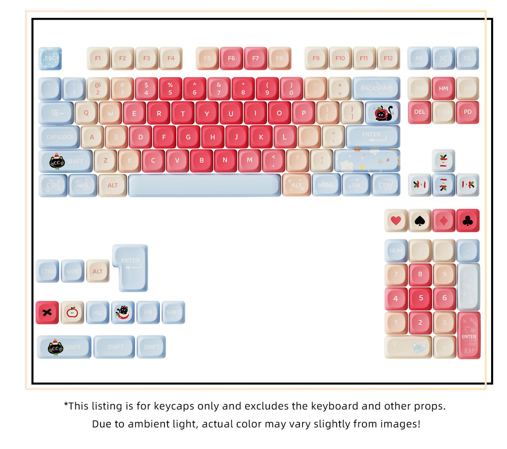 MOA Profile 121keys Ap ple Kitty Theme PBT Dye Sublimation Keycap set ...