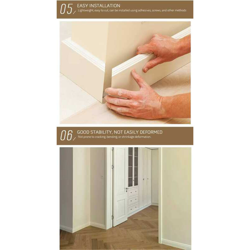 Painted PVC Baseboard Waterproof White Black Wooden Finish Floor Corner ...