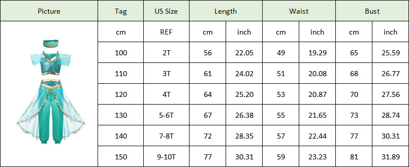 Fantasy Jasmine Princess Costume Disney Carnival Festival Costume ...