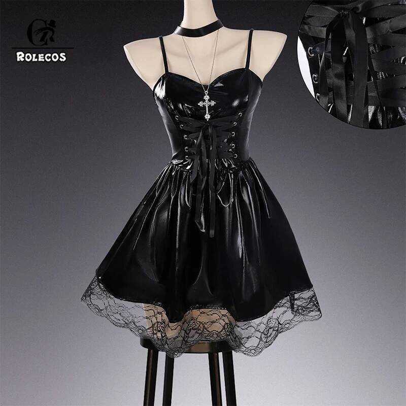 AA ROLECOS Death Note Misa Amane Cosplay Costume Party Women PU Leather  Dress Halloween Outfit Fulls | Shopee Philippines