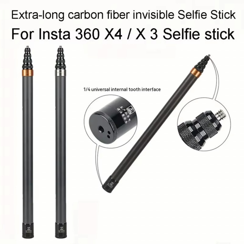 3M9 Carbon Fiber Invisible extend Selfie Stick for Insta360 X4 X3 X2 ...