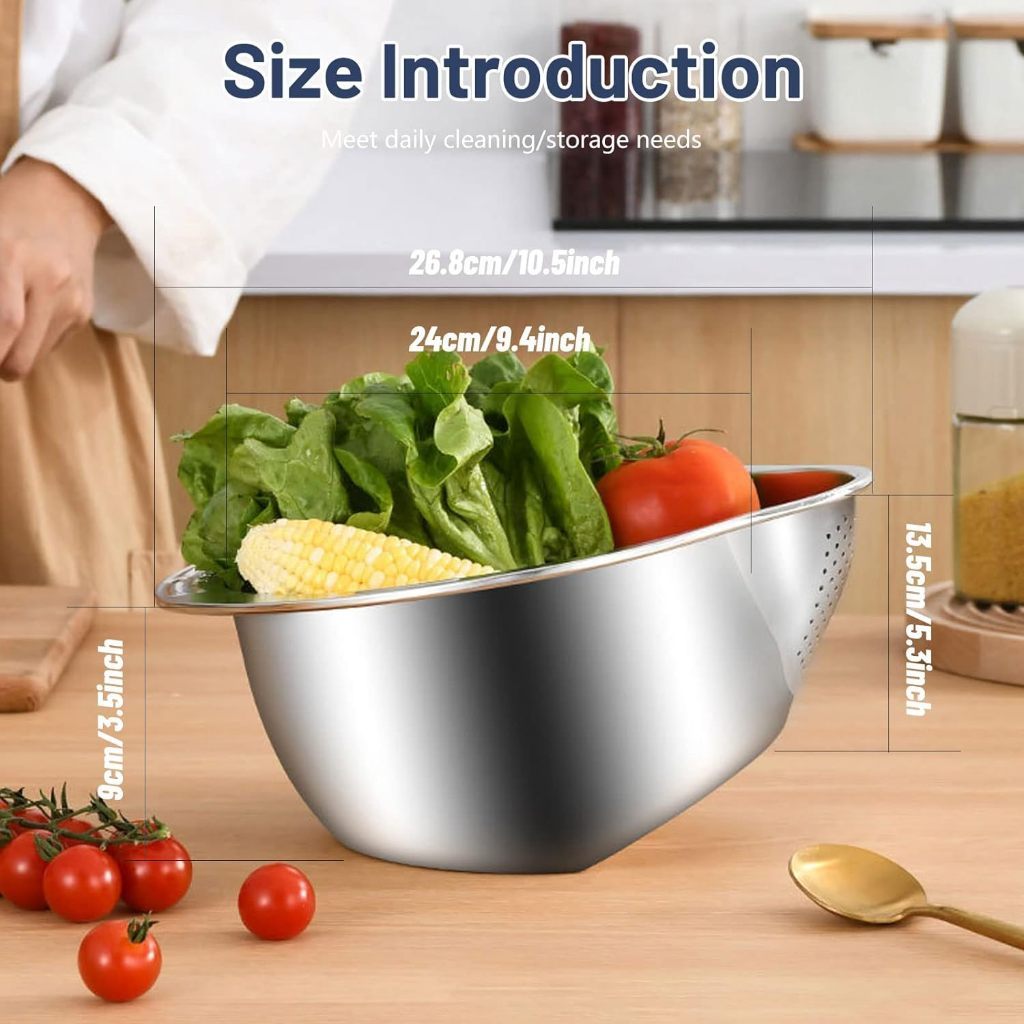 Rice Sieve Colander Fruit Vegetable Strainer Sink Drainer Washing Bowl ...