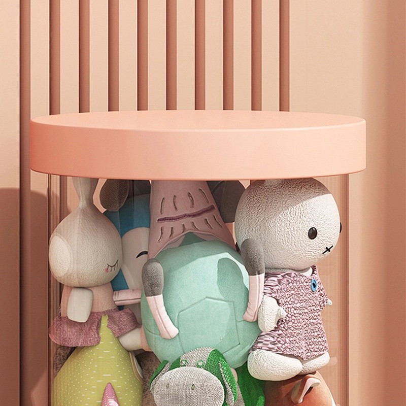 Transparent Doll Storage Bucket Cylindrical Stuff Plush Doll Organizer ...