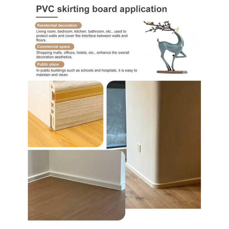 Painted PVC Baseboard Waterproof White Black Wooden Finish Floor Corner ...