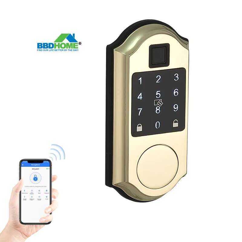 Tuya TT LOCK American Standard Gold Color Built in Fingerprint Deadbolt ...