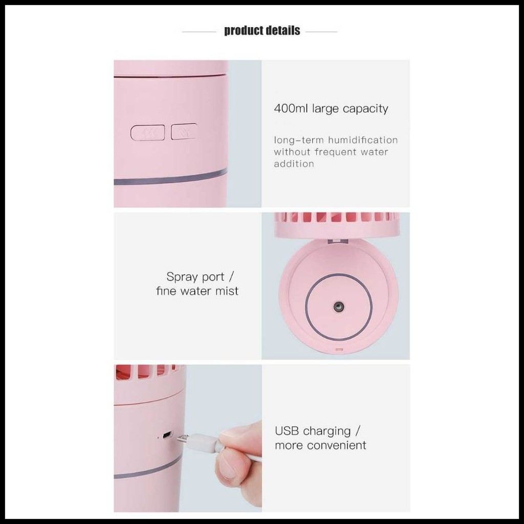 【NEW】Mini Fan Humidifying Protable USB Fan Rechargeable Cooler Spray ...