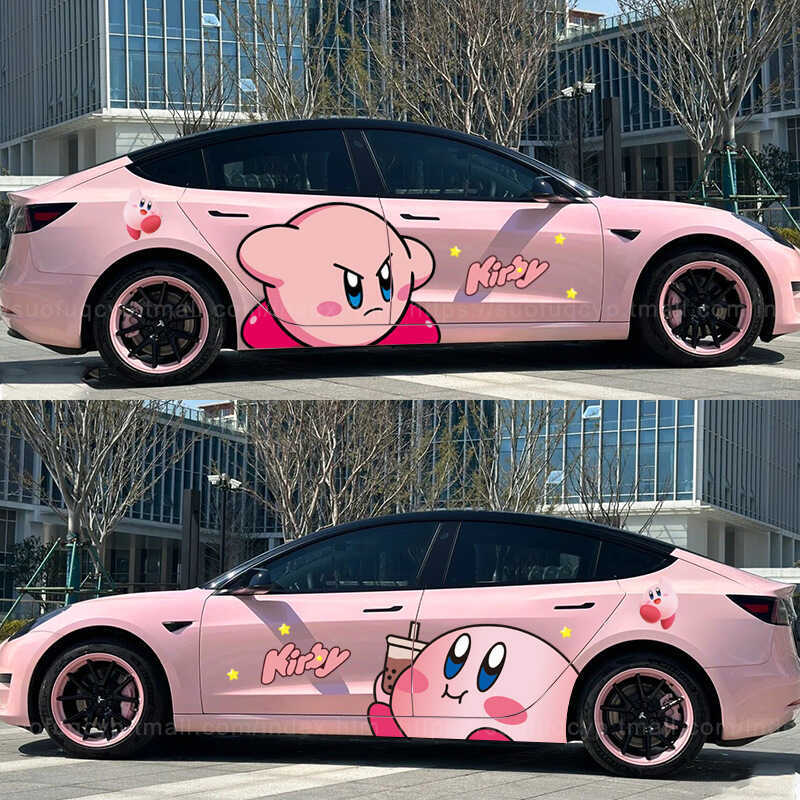R Kirby Car Sticker Cute Cartoon Car Decal Modified Body Wrap Large ...