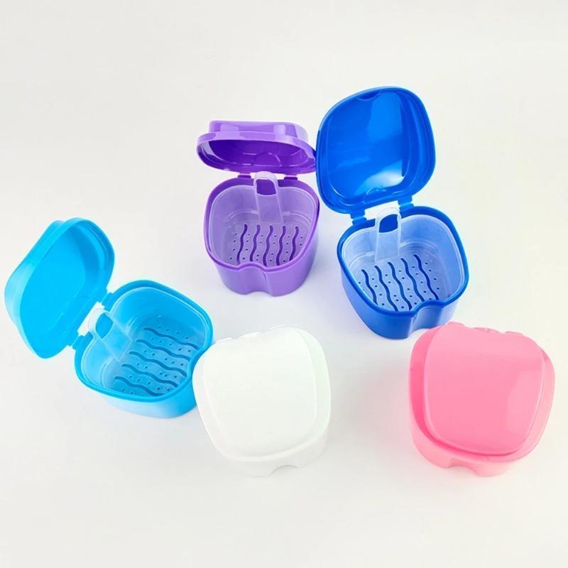 2PC Denture Bath Box Denture Clean Brush False Teeth Storage Box With ...