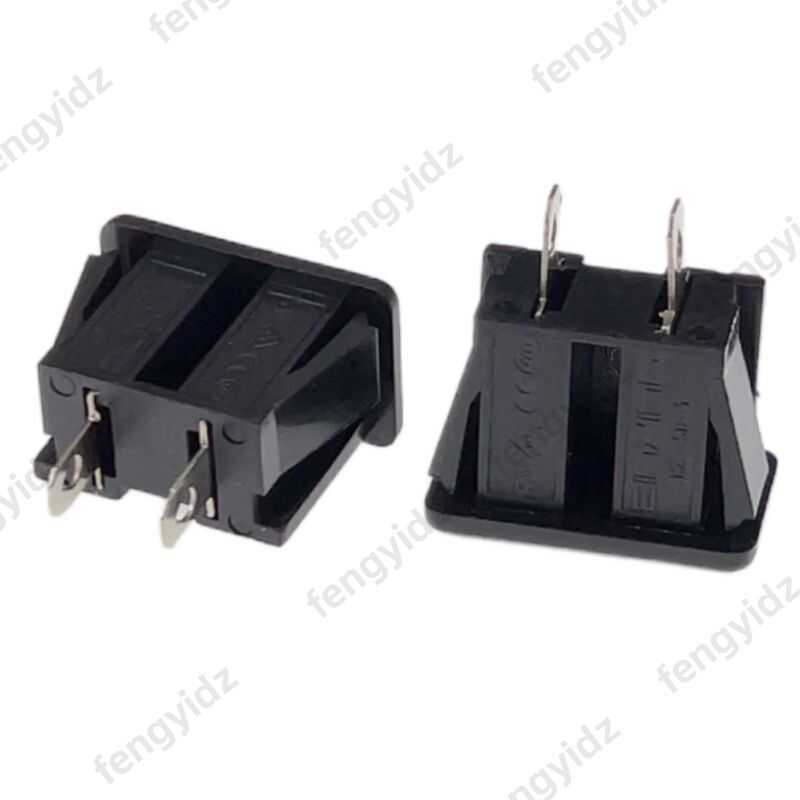 5/10Pcs AC 10A 250V 2 Pin Plug Panel Mount US Outlet Power Socket Black ...